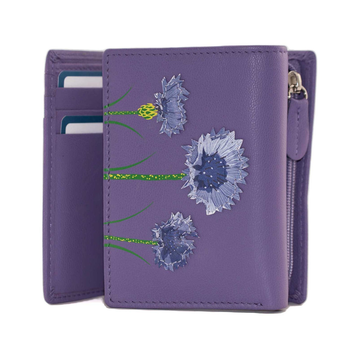 Mala Leather Purple Flower Trifold Purse - Cotswold Jewellery