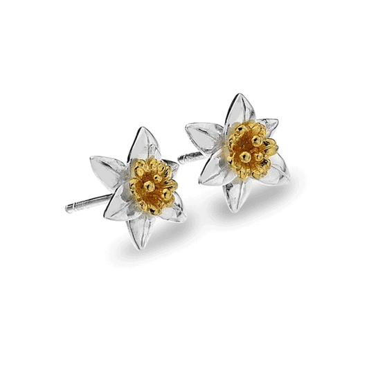 Daffodil Sterling Silver Stud Earrings - Cotswold Jewellery