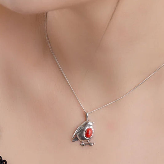 Robin Sterling Silver & Coral Necklace - Cotswold Jewellery